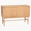 Aparador De Madera De Roble Con Diseno En Espiga Herringbone