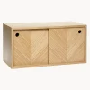 Aparador De Pared De Madera De Roble Con Diseno En Espiga Herringbone