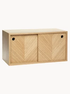 Aparador De Pared De Madera De Roble Con Diseno En Espiga Herringbone