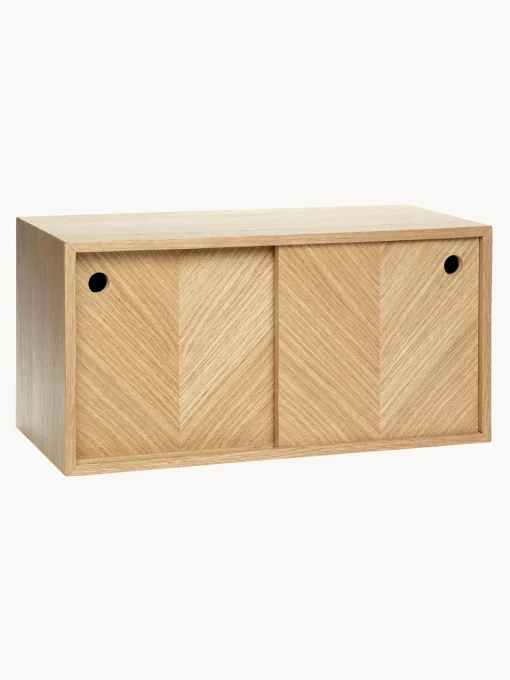 Aparador De Pared De Madera De Roble Con Diseno En Espiga Herringbone
