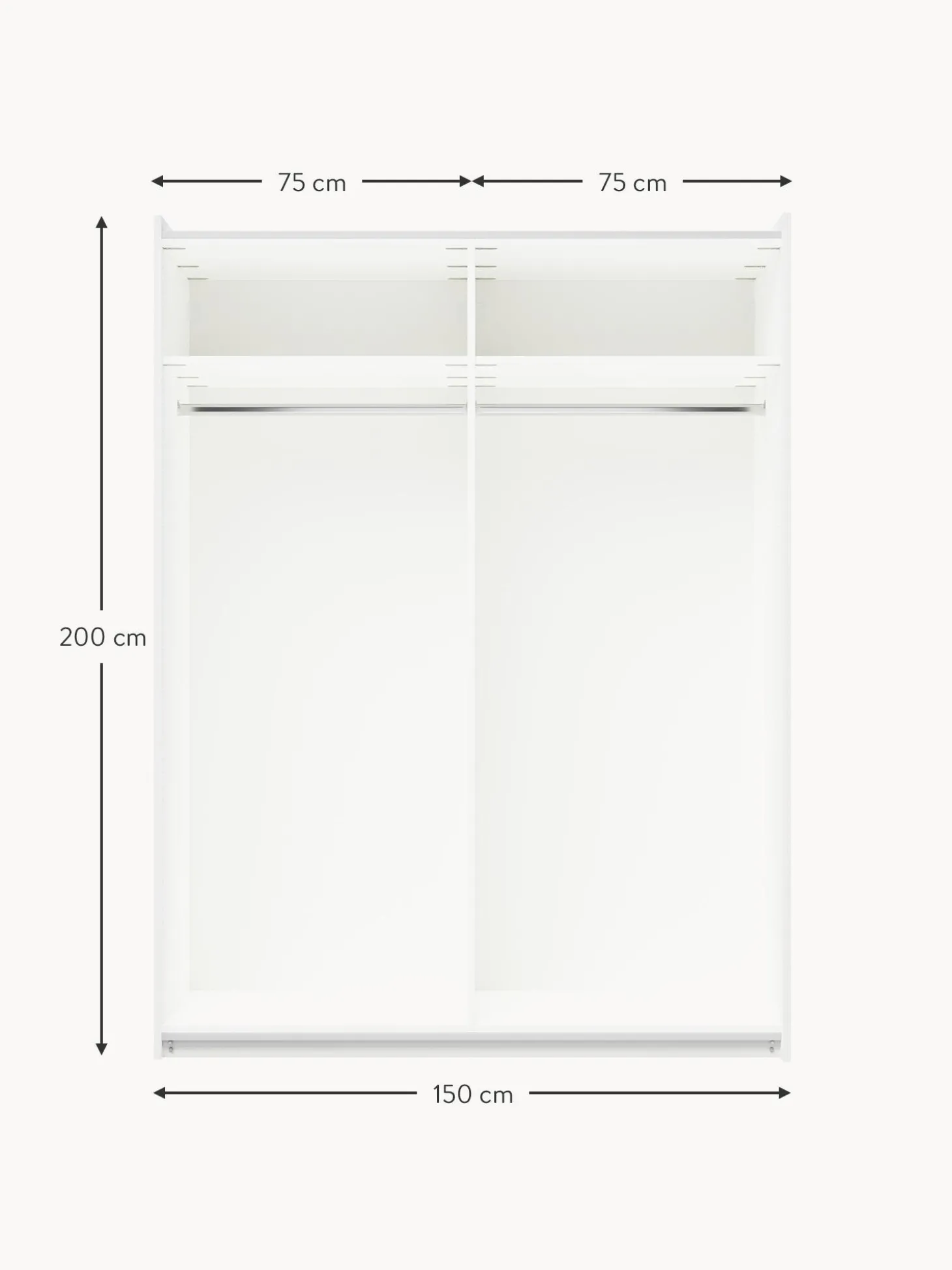 Armario Modular Simone, 2 Puertas Correderas (150 Cm), Diferentes Variantes