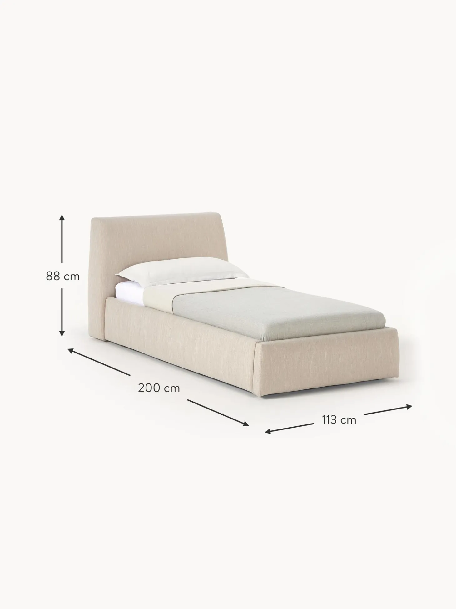Cama Individual Cloud, Con Espacio De Almacenamiento