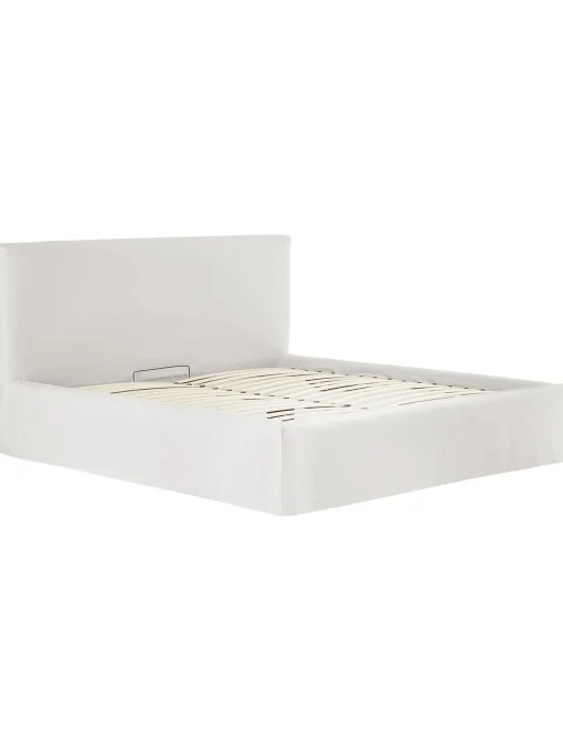 Cama Tapizada Feather, Con Espacio De Almacenamiento