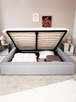 Cama Tapizada Lennon, Con Espacio De Almacenamiento