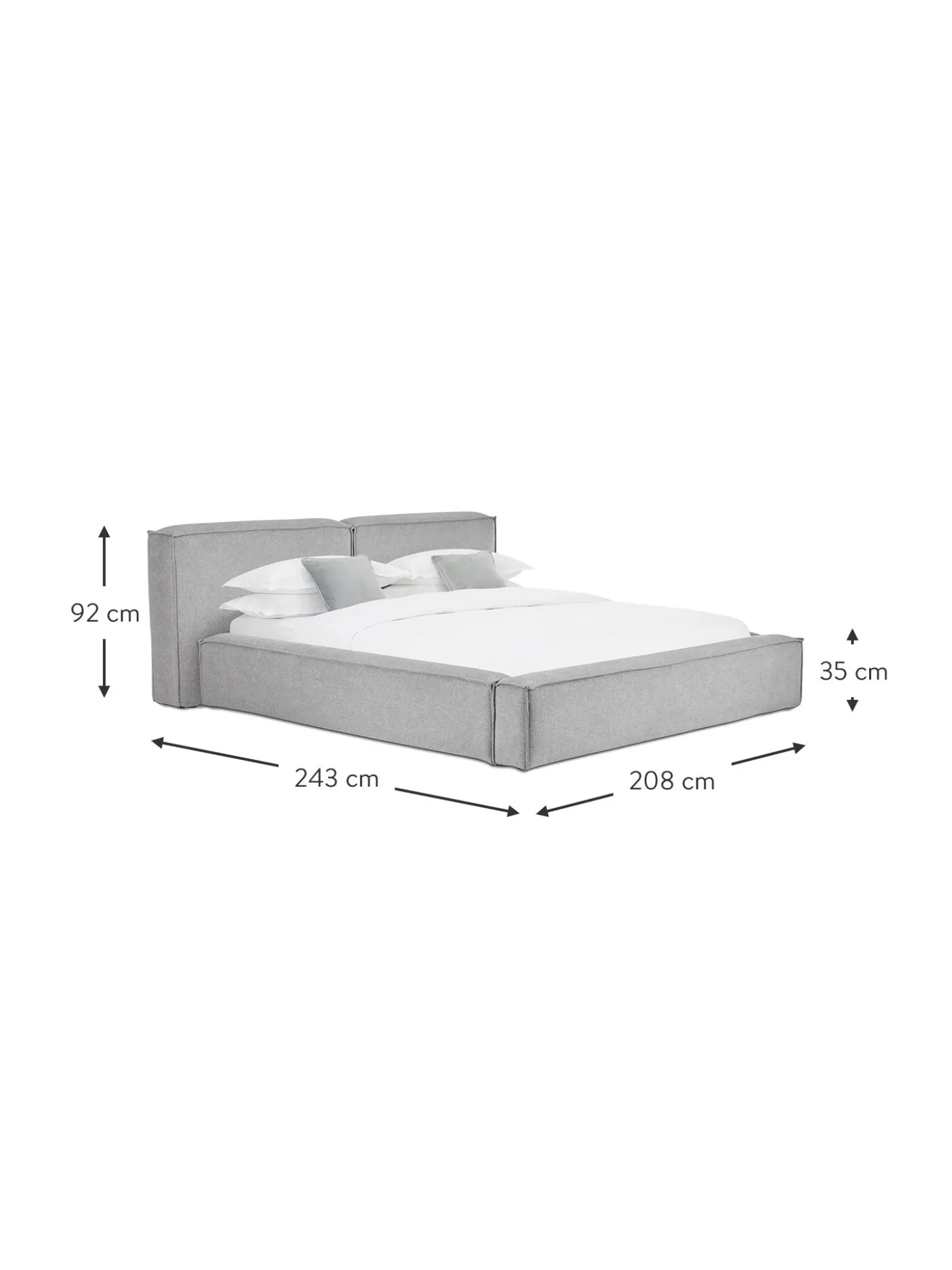 Cama Tapizada Lennon, Con Espacio De Almacenamiento
