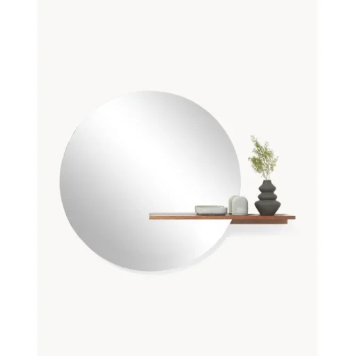 Espejo De Pared Grande Con Estante De Madera Sandro