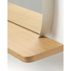 Espejo De Pared Redondo Con Estante De Madera Kenny