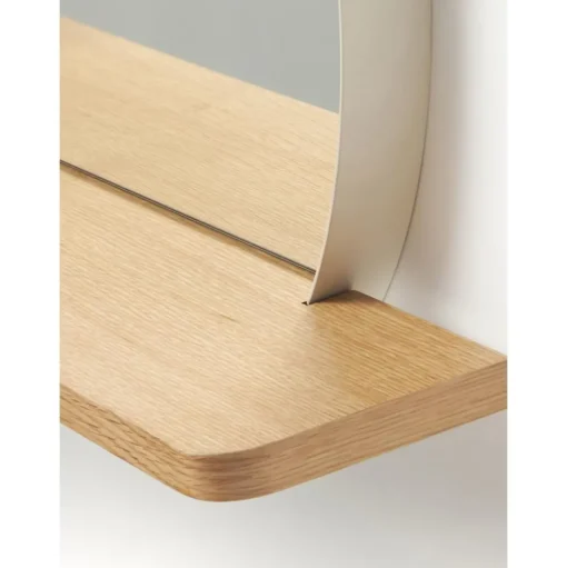 Espejo De Pared Redondo Con Estante De Madera Kenny
