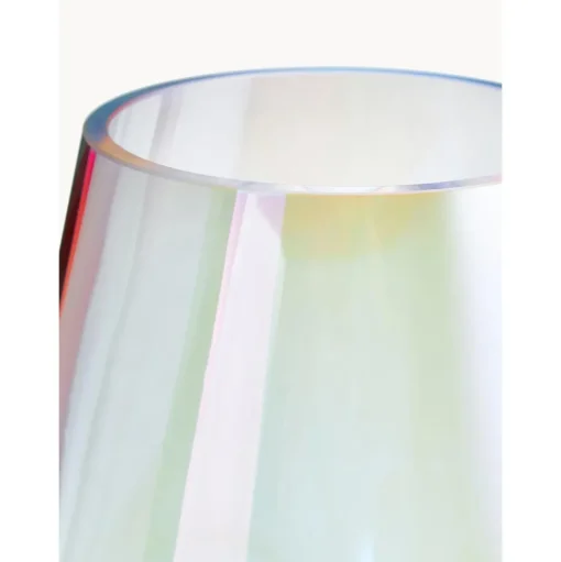Jarron Grande De Vidrio Iridiscente Soplado Artesanalmente Rainbow