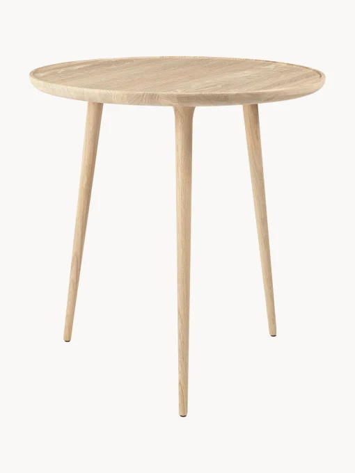 Mesa Auxiliar Redonda Artesanal De Madera De Roble Accent