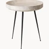 Mesa Auxiliar Redonda Artesanal De Madera De Roble Bowl