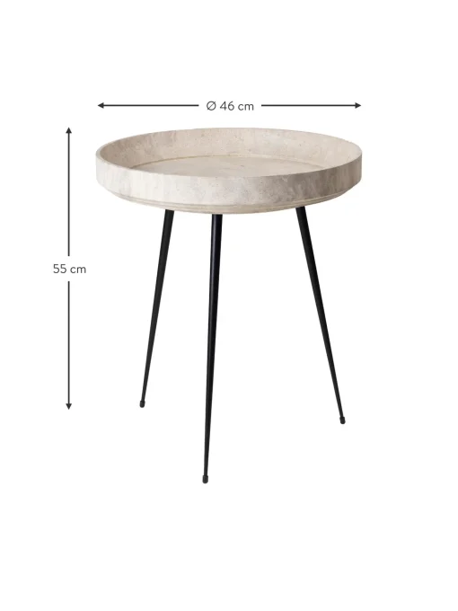 Mesa Auxiliar Redonda Artesanal De Madera De Roble Bowl