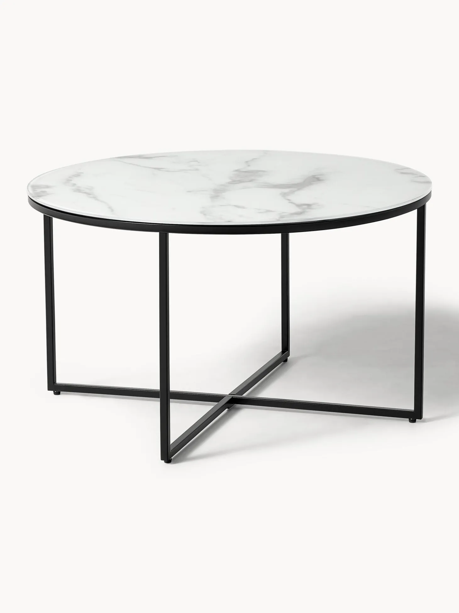 Mesa De Centro Antigua, Tablero De Vidrio En Aspecto Marmol