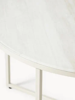 Mesa De Centro Antigua, Tablero De Vidrio En Aspecto Marmol