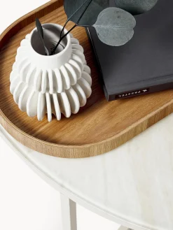 Mesa De Centro Antigua, Tablero De Vidrio En Aspecto Marmol