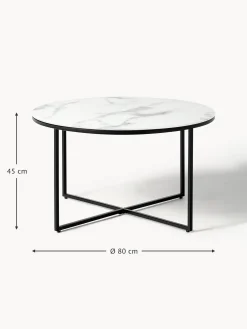 Mesa De Centro Antigua, Tablero De Vidrio En Aspecto Marmol