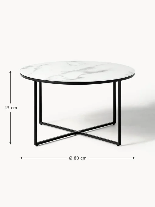 Mesa De Centro Antigua, Tablero De Vidrio En Aspecto Marmol