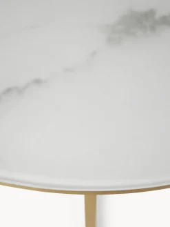 Mesa De Centro Grande Antigua, Tablero De Vidrio En Aspecto Marmol