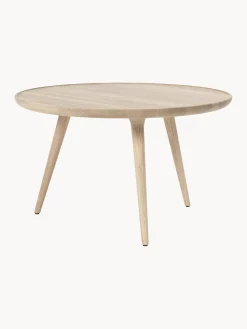 Mesa De Centro Redonda Artesanal De Madera De Roble Accent
