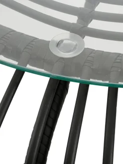 Mesa De Centro Redonda Costa, Con Tablero De Vidrio