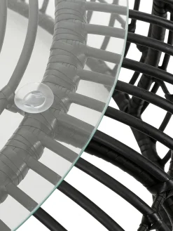 Mesa De Centro Redonda Costa, Con Tablero De Vidrio