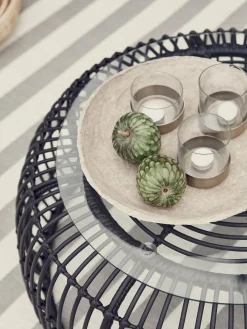 Mesa De Centro Redonda Costa, Con Tablero De Vidrio