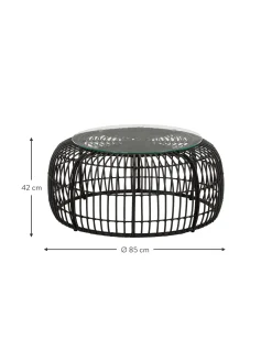 Mesa De Centro Redonda Costa, Con Tablero De Vidrio