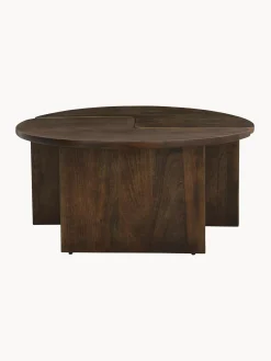 Mesa De Centro Redonda De Madera De Mango Match, 2 Pzas.