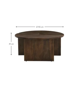 Mesa De Centro Redonda De Madera De Mango Match, 2 Pzas.