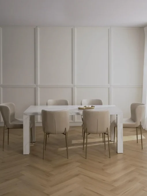 Mesa De Comedor Carl, Tablero En Aspecto Marmol, 180 X 90 Cm
