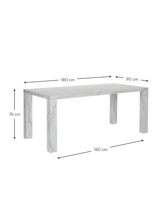 Mesa De Comedor Carl, Tablero En Aspecto Marmol, 180 X 90 Cm