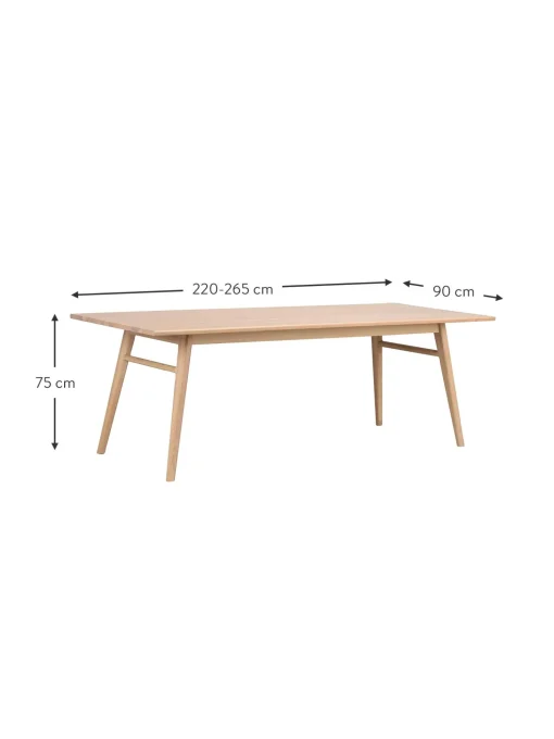 Mesa De Comedor Extensibe De Roble Nevis, 220-265 X 90 Cm