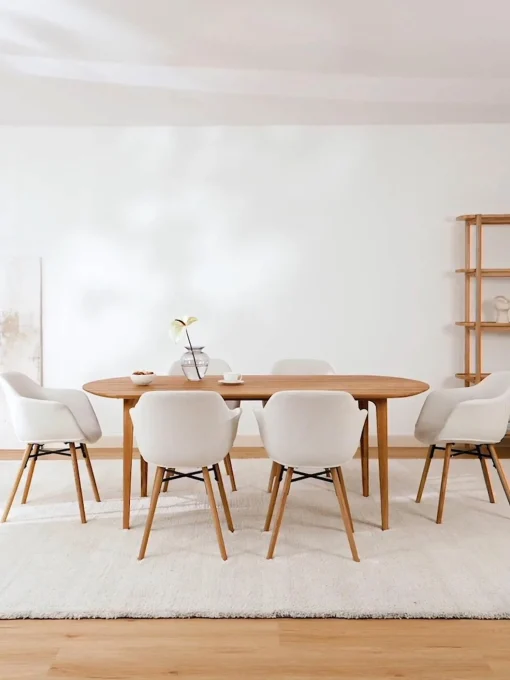 Mesa De Comedor Ovalada De Madera De Roble Maciza Archie, 200 X 100 Cm