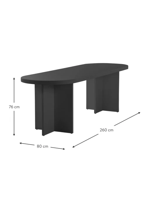Mesa De Comedor Ovalada De Madera Cruz, 260 X 80 Cm