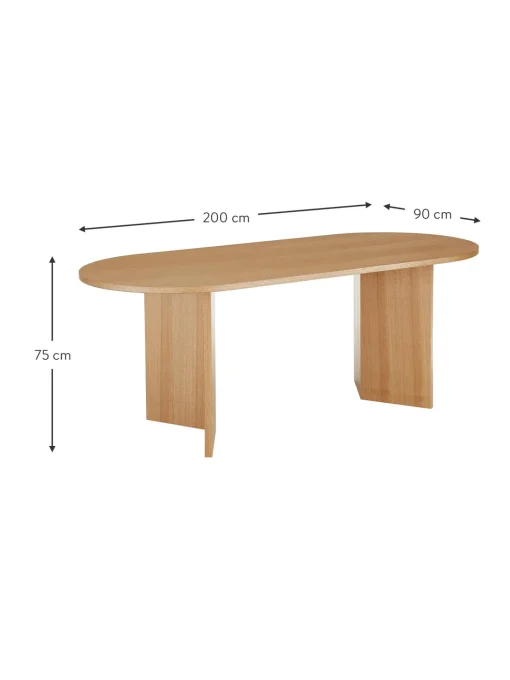 Mesa De Comedor Ovalada De Madera Toni, 200 X 90 Cm