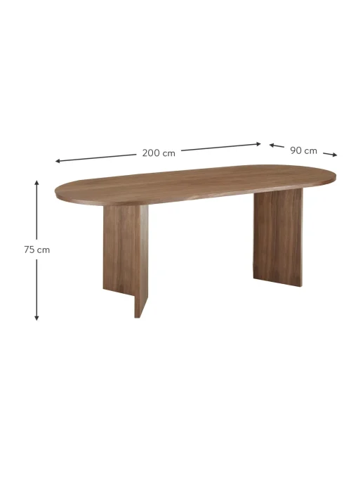 Mesa De Comedor Ovalada De Madera Toni, 200 X 90 Cm