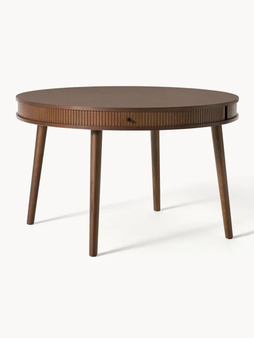 Mesa De Comedor Redonda Calary, Con Espacio De Almacenamiento