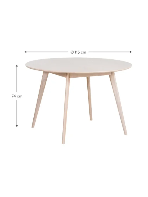 Mesa De Comedor Redonda De Roble Yumi, O 115 Cm