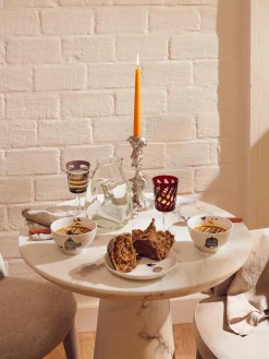 Mesa De Comedor Redonda En Aspecto Marmol Disc