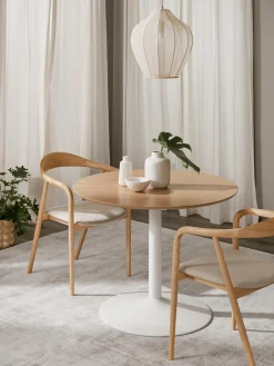 Mesa De Comedor Redonda En Fresno Menorca, O 100 Cm
