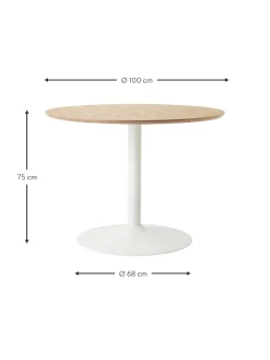 Mesa De Comedor Redonda En Fresno Menorca, O 100 Cm