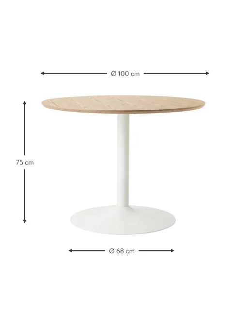 Mesa De Comedor Redonda En Fresno Menorca, O 100 Cm