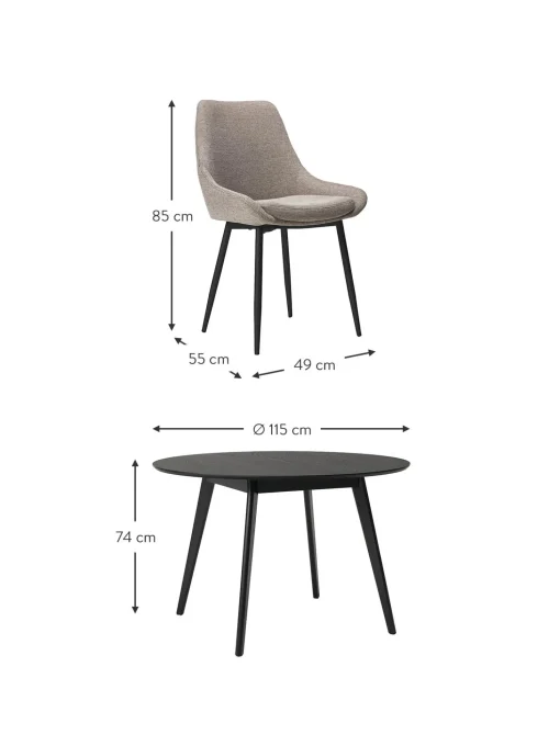 Set De Mesa De Comedor Con Sillas Tapizadadas Yumi, 3 Pzas.