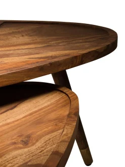 Set De Mesas De Centro Ovaladas De Madera Maciza Sham, 2 Uds.