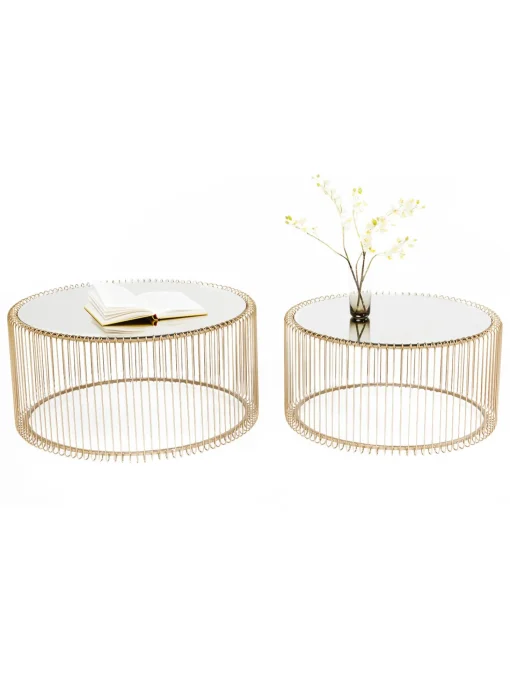 Set De Mesas De Centro Wire, 2 Uds., Tablero De Vidrio