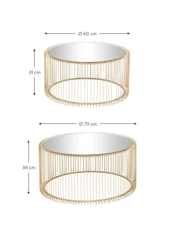 Set De Mesas De Centro Wire, 2 Uds., Tablero De Vidrio