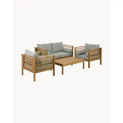 Set Lounge Para Exterior De Madera De Acacia Bo, 4 Pzas.