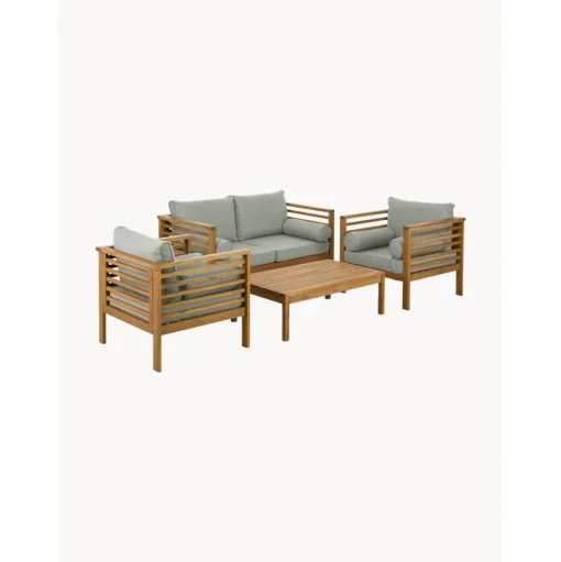 Set Lounge Para Exterior De Madera De Acacia Bo, 4 Pzas.