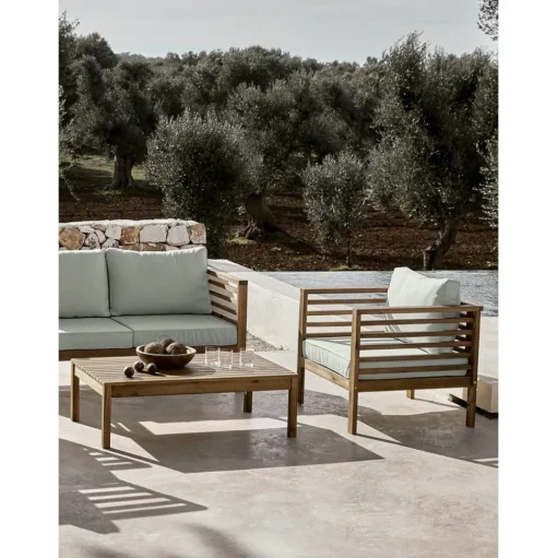 Set Lounge Para Exterior De Madera De Acacia Bo, 4 Pzas.