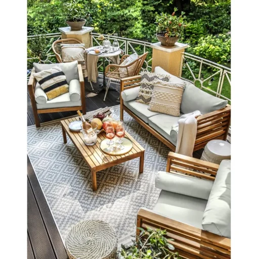 Set Lounge Para Exterior De Madera De Acacia Bo, 4 Pzas.